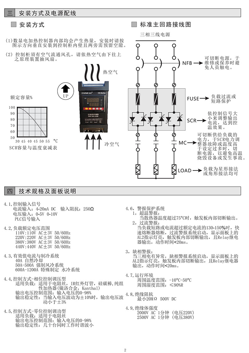 东莞常乾W-SCR数显电力调整器 电流60A 电加热控制器 调功器(图2)